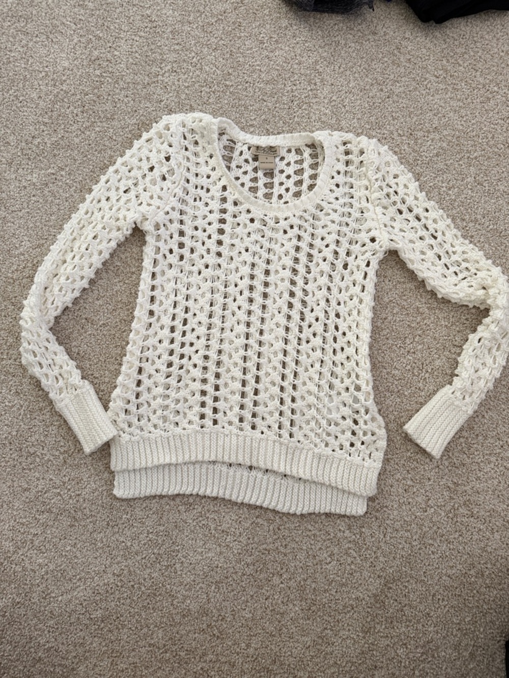 Lucky Brand Open-Knit Crewneck Sweater in Ivory
